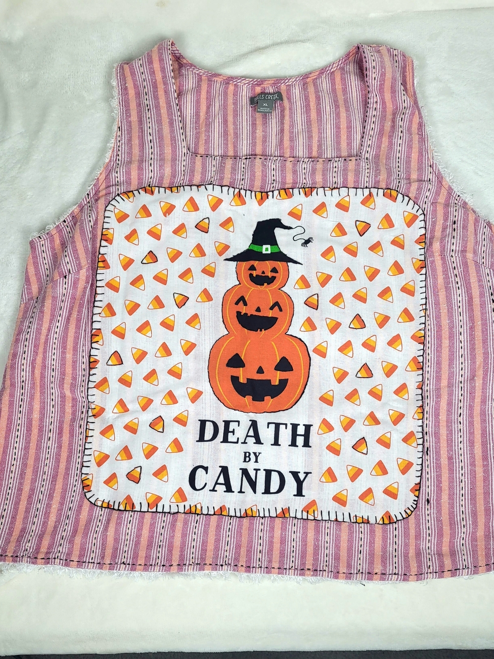 Falls Creek Pink Stripe Halloween Graphic Tank